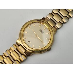 Vintage Seiko Presage Watch Men 33mm Champagne Dial Gold Tone Date - New Battery